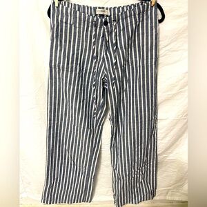 Women’s Blue and White Striped Cotton Pants